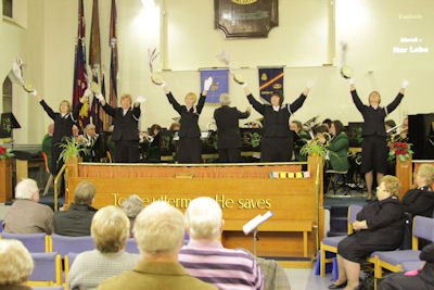 Timbrels with the Uttoxeter Town Brass Band